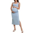 thumbnail image 1 of Yesfashion Women Butterluxe Sleeveless Tank Maternity Dress Split Ruched Pregnancy Square Neck Bodycon Casual Baby Shower, 1 of 7