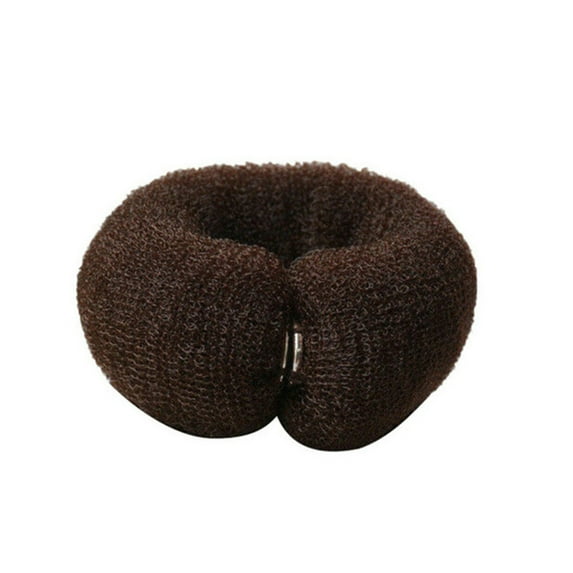 Yesfashion Women Nylon Hair Ring with Buckle Solid Color Long Strip Shape Donut Bun Hair Accessories