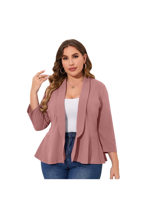 Women Plus Size Casual Blazer Open Front Long Sleeve Work Office Cardigan Jackets