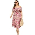 thumbnail image 1 of Yesfashion Women Plus Size Off Shoulder Maxi Dress Ruffle Flowy Casual Summer Boho Long Dresses, 1 of 8