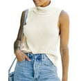 thumbnail image 1 of Yesfashion Women's Cap Sleeve Sweater Vest Mock Neck Knit Pullover Tank Shirt 2025 Spring Summer Sleeveless Cute Top, 1 of 5