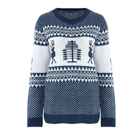 Yesfashion Women's Casual Leopard Print Knitted Pullover Sweaters Long Sleeve Crew Neck Jumper Tops