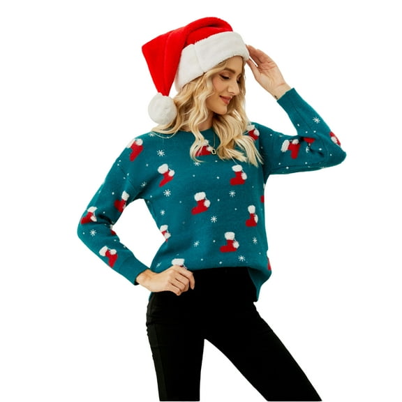 Yesfashion Women's Christmas Sweaters Crewneck Long Sleeve Soft Knit Pullover Jumper Tops Casual Fall Sweaters