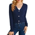 thumbnail image 1 of Yesfashion Women's Cropped Sweater Cardigan Long Sleeve V-neck Sweater Rib Open Front Shrugs, 1 of 5