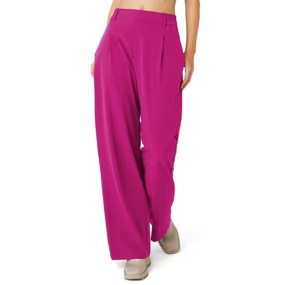 Yesfashion Women's Dress Pants High Waisted Wear To Work Casual Sport Wide Leg Trousers