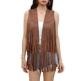thumbnail image 1 of Yesfashion Women's Fringe Vest 70s Hippie Sleeveless Tassel Long Cardigan Jacket Cowgirl Western Tops, 1 of 8