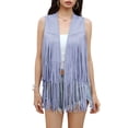 thumbnail image 1 of Yesfashion Women's Fringe Vest 70s Hippie Sleeveless Tassel Long Cardigan Jacket Cowgirl Western Tops, 1 of 9