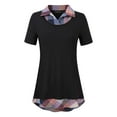 thumbnail image 1 of Yesfashion Women's Long Sleeve Contrast Collared Shirts Patchwork Work Blouse Tunics Tops, 1 of 5