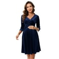 thumbnail image 1 of Yesfashion Women's Maternity Dresses Velvet Retro V-Neck A-Line Holiday Wedding Guest Evening Dress, 1 of 5