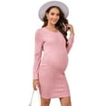 thumbnail image 1 of Yesfashion Women's Materntiy Dress Long Sleeve Knit Jacquard Crew Neck Pregnancy Clothes, 1 of 5