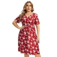 thumbnail image 1 of Yesfashion Women's Plus Size Floral V-neck Dress Knee Length Mini Dresses, 1 of 5