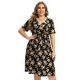 thumbnail image 1 of Yesfashion Women's Plus Size Floral V-neck Dress Knee Length Mini Dresses, 1 of 5