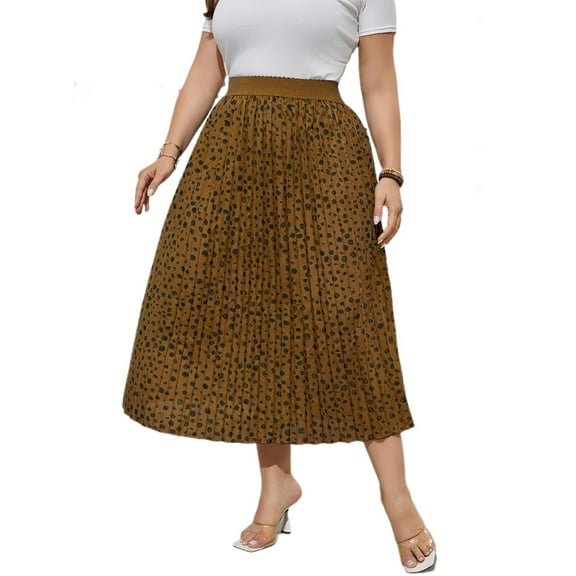 Yesfashion Women's Plus Size Skirt Elastic Waist Boho Skirts Plus Size Midi Skirts For Curvy Women
