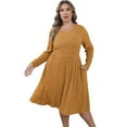thumbnail image 1 of Yesfashion Women's Plus Size V Neck Cable Knit Sweater Dress Long Sleeve Oversized Casual Pullover Midi Dress, 1 of 5