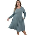 thumbnail image 1 of Yesfashion Women's Plus Size V Neck Cable Knit Sweater Dress Long Sleeve Oversized Casual Pullover Midi Dress, 1 of 5