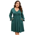 thumbnail image 1 of Yesfashion Women's Plus Size V-Neck Long Sleeve Dress with Pockets – Casual Flowy Maxi Dress for Everyday Wear, 1 of 9