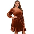 thumbnail image 1 of Yesfashion Women's Plus Size velvet Long Sleeve Square Collar Midi Party Dress, 1 of 5