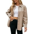 thumbnail image 1 of Yesfashion Women's Pu Leather Jacket Shacket Button Down Lapel Blazer Coat With Bust Pocket, 1 of 5