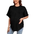 thumbnail image 1 of Yesfashion Women's Ruffle Hem Maternity T Shirt Short Sleeve Crewneck Ribbed Knit  Tee Tops, 1 of 6