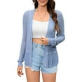 thumbnail image 1 of Yesfashion Women's Ruffle Trim V Neck Button Down Long Sleeve Knit Cardigan Sweater, 1 of 6