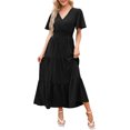 thumbnail image 1 of Yesfashion Women's Summer Dresses V-Neck Flutter Sleeve Flowy Short Mini Dress Casual A-Line Ruffle Tiered Swing Dresses, 1 of 9