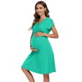 thumbnail image 1 of Yesfashion Women's V-neck A-line Knee Length Wrap Dress Swing Maternity Dresses For Baby Shower Or Casual, 1 of 5