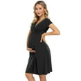 thumbnail image 1 of Yesfashion Women's V-neck A-line Knee Length Wrap Dress Swing Maternity Dresses For Baby Shower Or Casual, 1 of 5