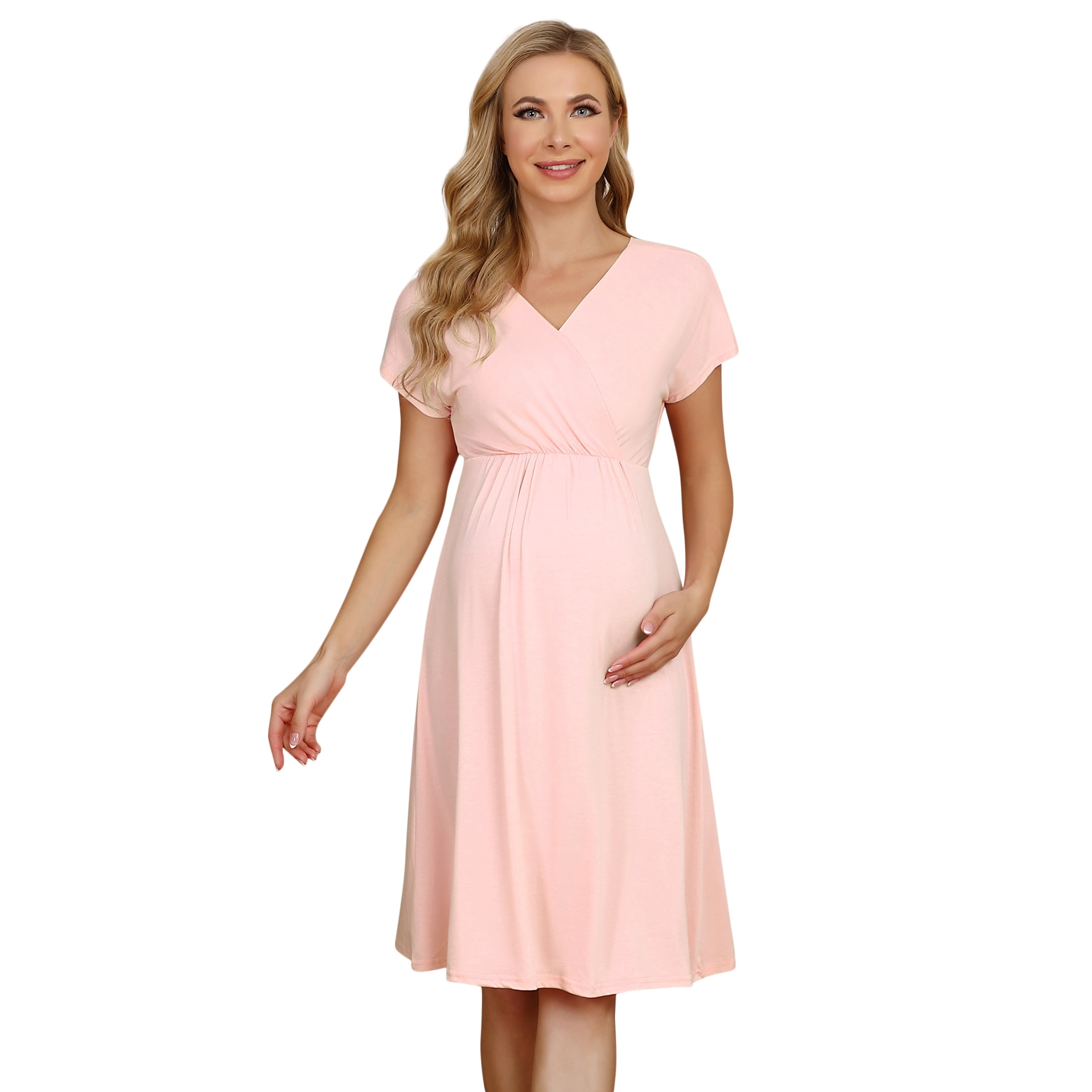 pink maternity wrap dress Luxury Pink Maternity Wrap Gown, Pregnant guest, Baby shower Chic Bump Club