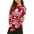 thumbnail image 1 of Yesfashion Womens Christmas Sweater Pullover Crew Neck Reindeer Sweater Christmas Tree Pattern Ugly Sweater, 1 of 5