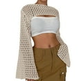 thumbnail image 1 of Yesfashion Womens Cropped Sweater Crochet Knit Crop Tops See Through Y2k Knit Sweater Beach Cover Ups, 1 of 5