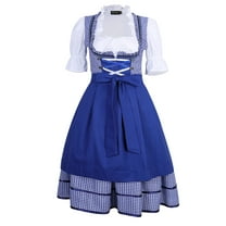 Yesfashion Womens Dresses Oktoberfest Beer Festival Pleated 3 Piece Set Small Checkered Patchwork Dress