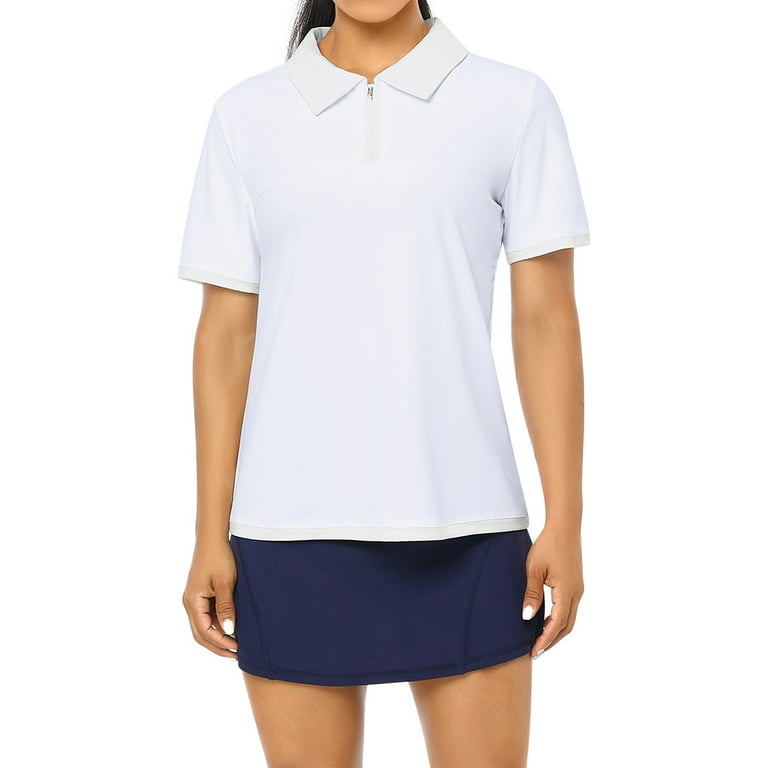 Yesfashion Womens Golf Polo Shirts Short Sleeve Zipper Athletic