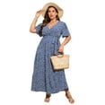 thumbnail image 1 of Yesfashion Womens Plus Size V Neck Wrap Maxi Dress High Waist Ruffle Summer Casual Dress With Belt, 1 of 5