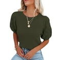thumbnail image 1 of Yesfashion Womens Short Sleeve Sweaters Crewneck Knit Pullover Tops Summer Lightweight Crochet Blouse Shirt, 1 of 5