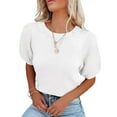 thumbnail image 1 of Yesfashion Womens Short Sleeve Sweaters Crewneck Knit Pullover Tops Summer Lightweight Crochet Blouse Shirt, 1 of 5