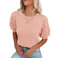 thumbnail image 1 of Yesfashion Womens Short Sleeve Sweaters Crewneck Knit Pullover Tops Summer Lightweight Crochet Blouse Shirt, 1 of 4