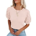 thumbnail image 1 of Yesfashion Womens Short Sleeve Sweaters Crewneck Knit Pullover Tops Summer Lightweight Crochet Blouse Shirt, 1 of 5