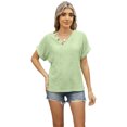 thumbnail image 1 of Yesfashion Womens Spring and Summer T-shirts V Neck Short Sleeve Buttons Tops Tee Loose Fit Blouse, 1 of 8