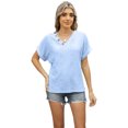 thumbnail image 1 of Yesfashion Womens Spring and Summer T-shirts V Neck Short Sleeve Buttons Tops Tee Loose Fit Blouse, 1 of 8