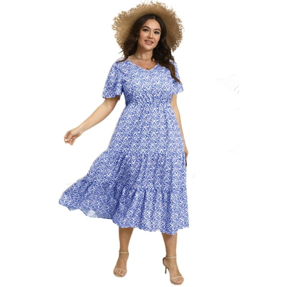 Yesfashion Womens Summer A-Line Dress with Pockets Mini Short Sleeve Dresses Flowy Beach Swing Dress 2025 Vacation Travel