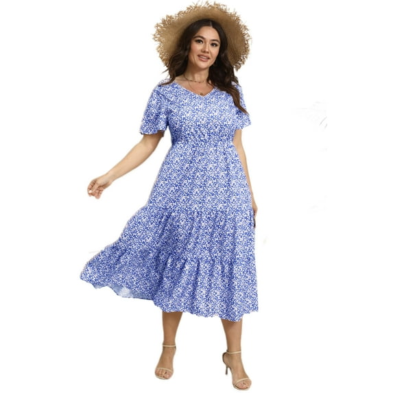 Yesfashion Womens Summer A-Line Dress with Pockets Mini Short Sleeve Dresses Flowy Beach Swing Dress 2025 Vacation Travel