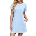 thumbnail image 1 of Yesfashion Womens Summer T-Shirt Dress Casual Short Sleeve Crewneck Loose Flowy Mini Dresses with Pockets, 1 of 9