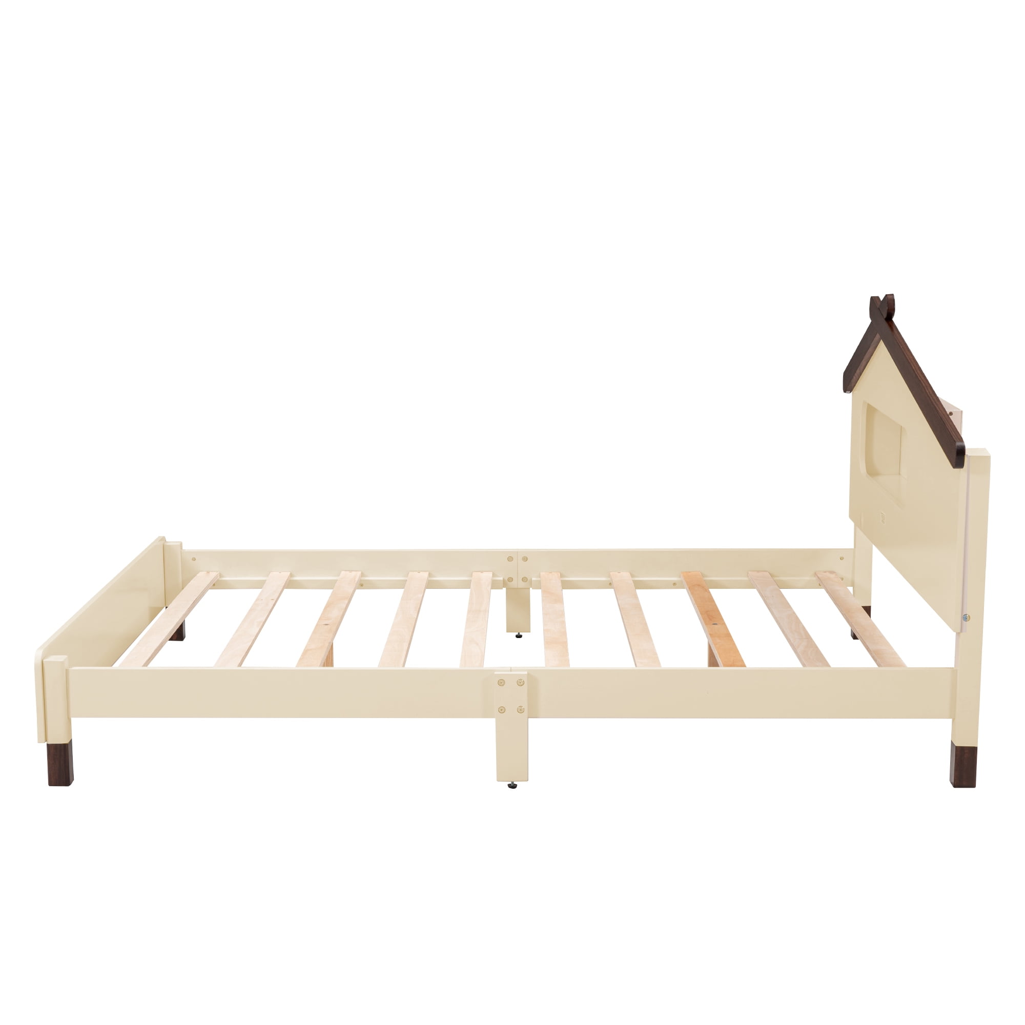 Yesfashion Wood Bed Frame With HouseShaped Headboard Motion Activated
