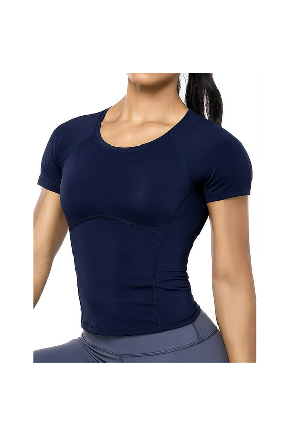 Workout Crop Tops For Women Short Sleeve Workout Shirts For Running Gym Yoga Athletic Exercise