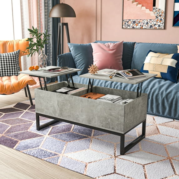 Yesfshion Lift Top Coffee Table Easy Assembly Vintage Style Coffee Table Center Sofa Table for Living Room Reception Room