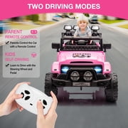 Yeshouse 12V Ride On Truck Car, Battery Powered Car w/Remote Control, Spring Suspension, LED Lights, Bluetooth, 3 Speeds, Electric Car for Kids