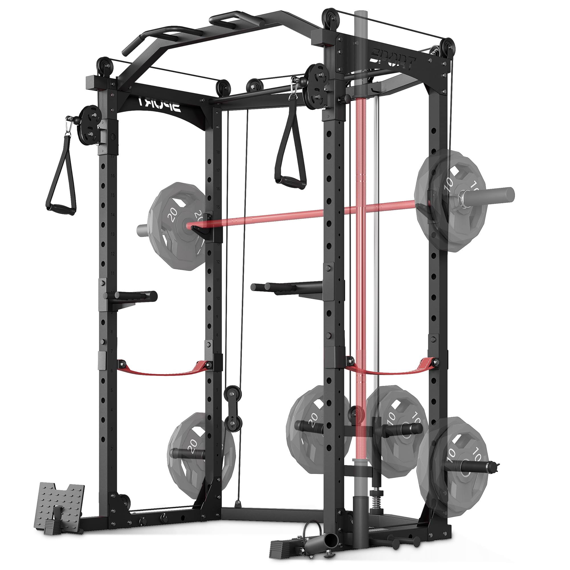 Yeshouse 1600LBS Power Rack, Home Gym Cage with Cable Crossover System ...