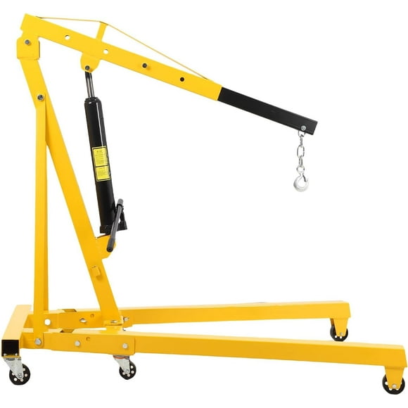 Yeshouse 2 Ton Engine Hoist, Folding Cherry Picker Engine Hoist with Lever and 6 Casters, Heavy Duty Hydraulic Shop Crane, Engine Crane Lifter for Garage Workshop