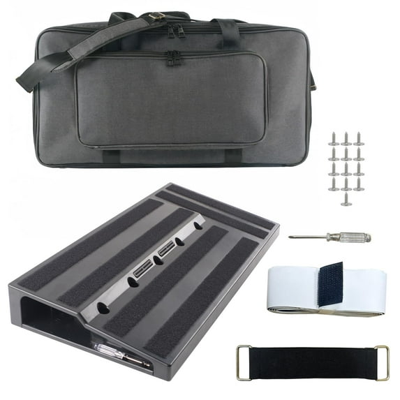 Yeshouse 22"x11" Pedalboard for Guitar, Aluminum with Carry Case, Pedal Cables & Hookside Tape for Studio or Band