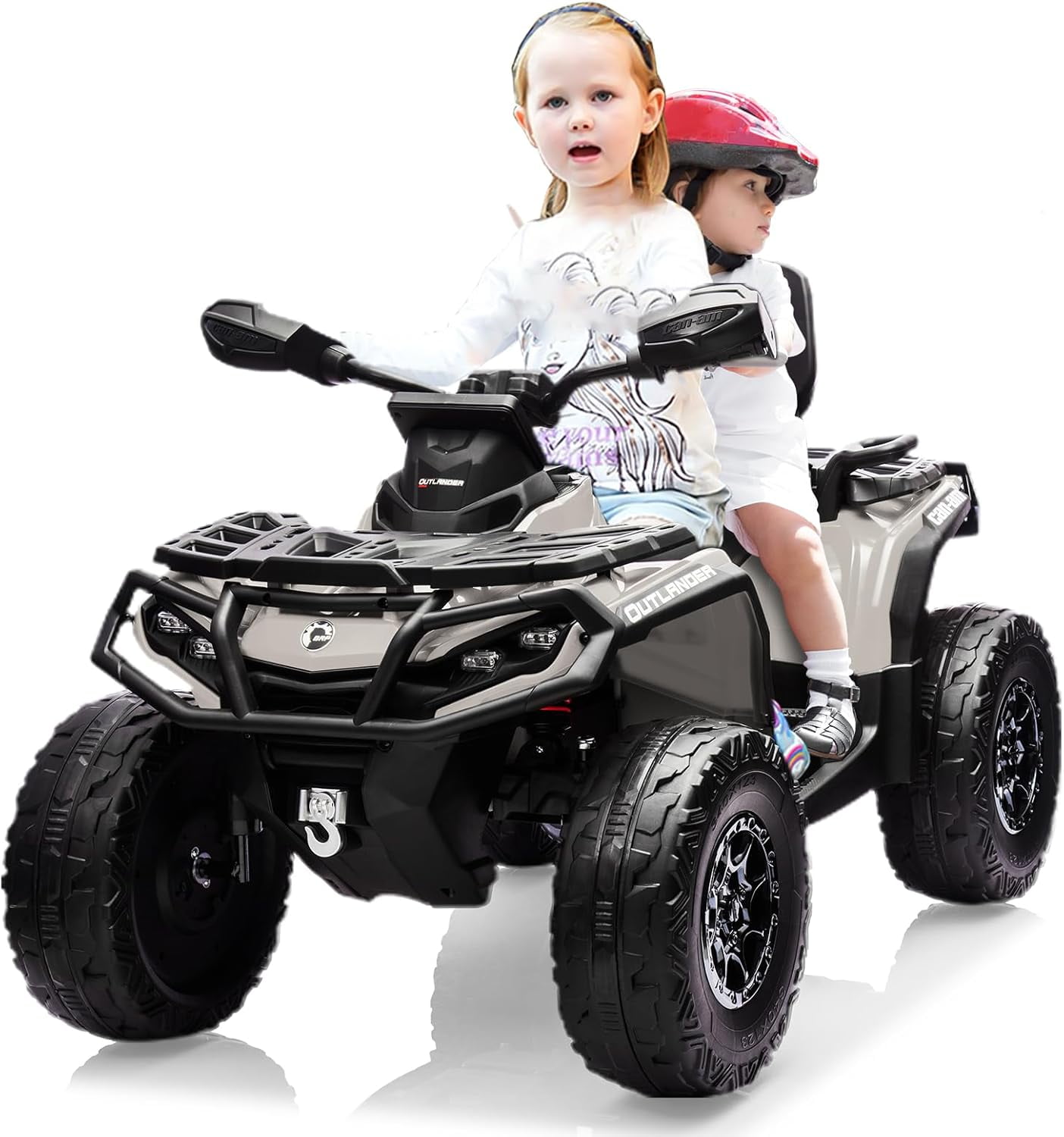 Yeshouse 24V Kids Ride on ATV, Toddler 4WD Electric Ride on Toy Car with LED Light, Bluetooth, Leather Seats, Blue